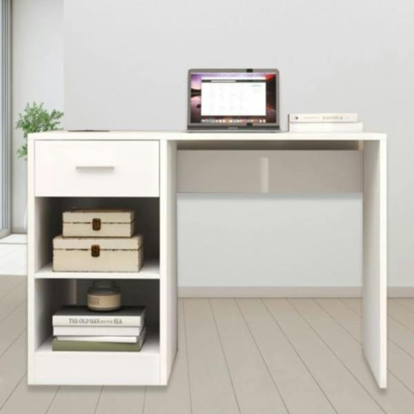 Havendro 100cm Computer Desk with Drawer & 2 Shelves Home Office Laptop Table