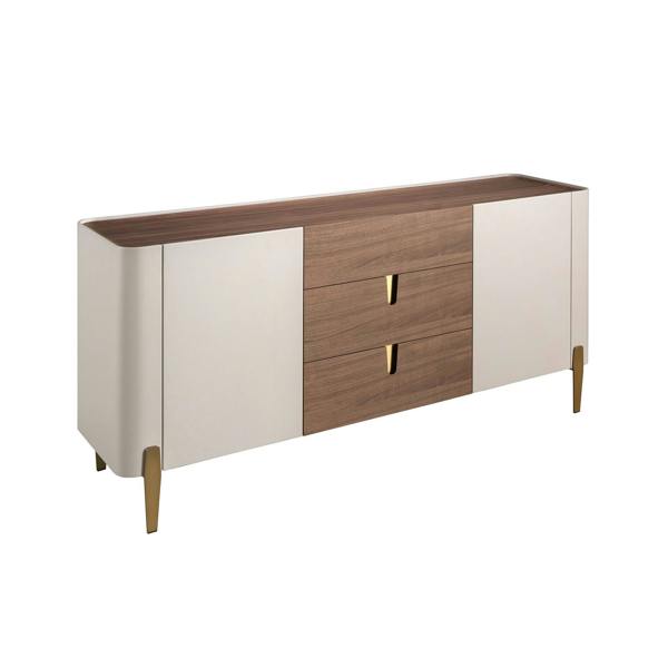Angel Cerdá Sideboard walnut, beige, gilded polished steel and walnut top 3274
