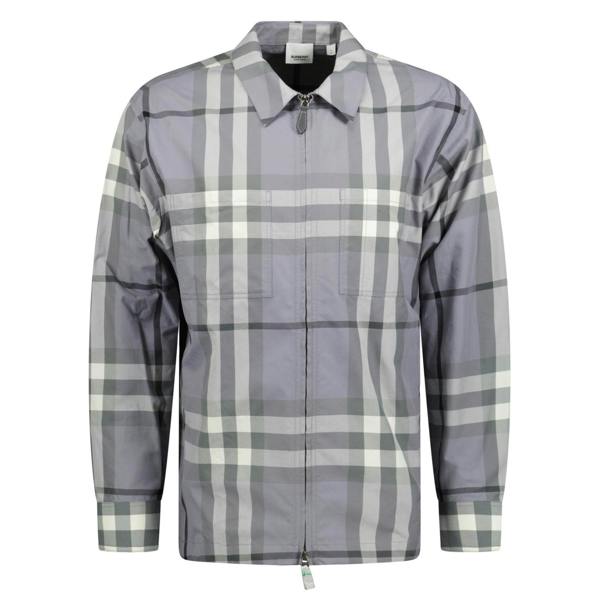 Burberry 'Peckham' Zip-Up Check Overshirt Grey - chancefashionco