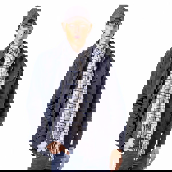 Luxurious Check Wool Scarf - 100% Pure Mongolian Wool