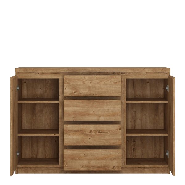 Wyld Haus Hemingway Natural Oak Wood  Sideboard 2 Door 4 Drawer