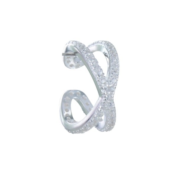 Sterling Silver Cross Roads Pavé Ear Cuff - Reeves & Reeves