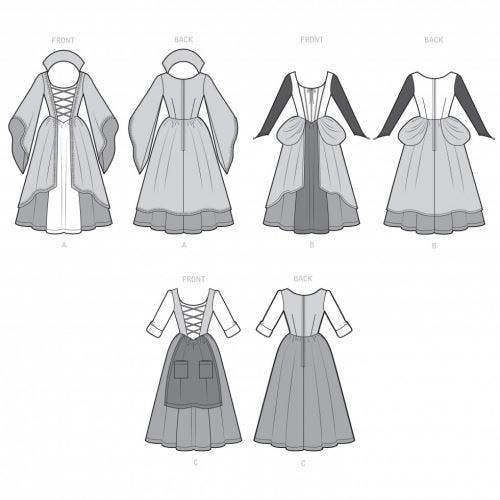 Simplicity Sewing Pattern 9166, Costumes, Dresses, Vintage Style for Women, H5 (6-8-10-12-14) - Intermediate
