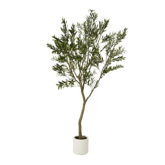 Wyld Haus 240cm Tall Mediterranean  Artificial Olive Tree In White Ceramic Pot