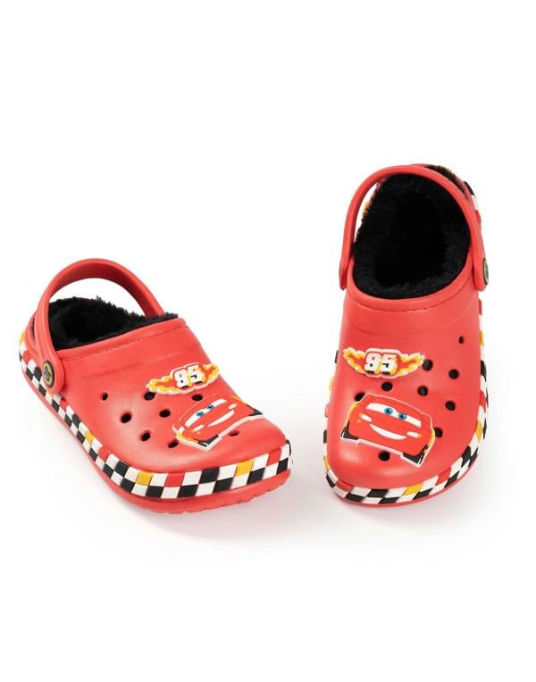 Disney Cars Boys Red Lightning Mcqueen Fur Lined Clogs