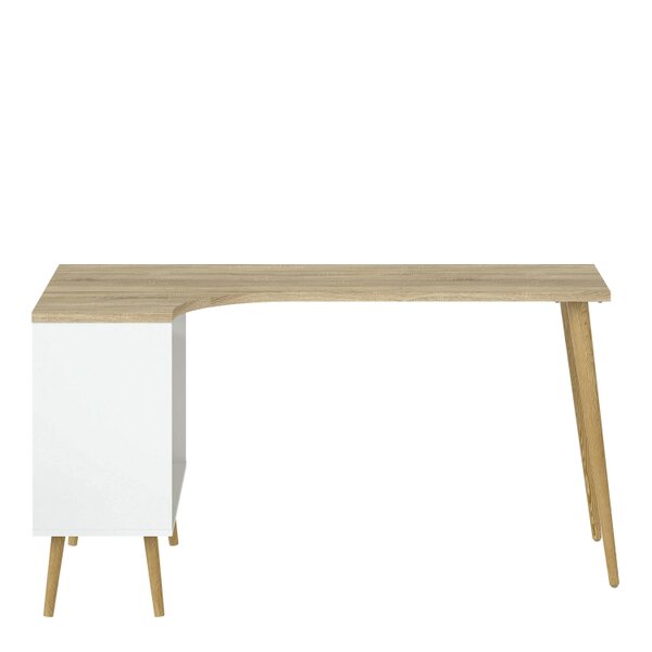 Wyld Haus Sapporo White and Natural Oak Desk 2 Drawer and Shelves