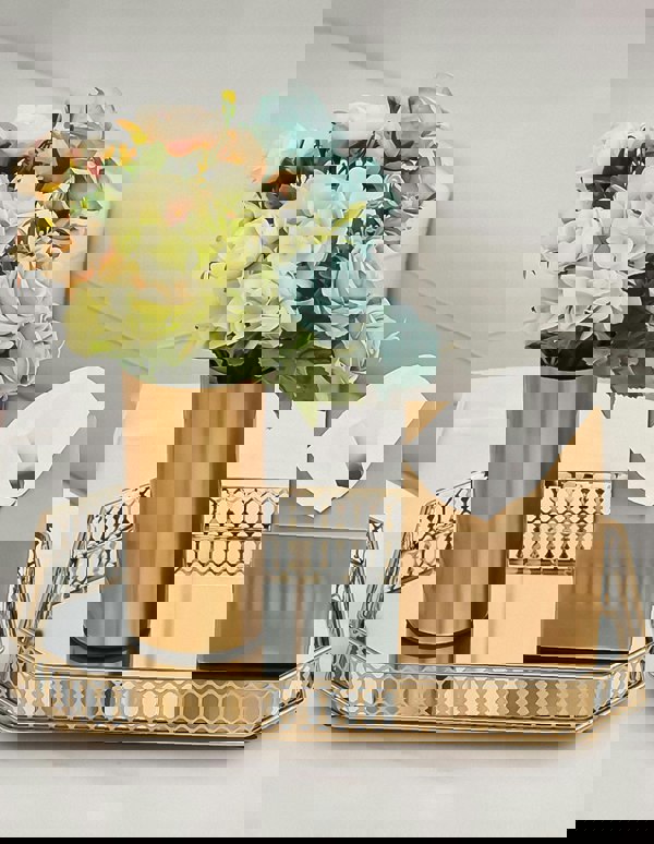 ANYHOUZ 30cm Maxery Gold Iron Flower Vase Tabletop Home Decor Modern Art Living Room Display House Decorative Crafts Metal Ornaments