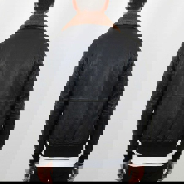 TruClothing Men's Black Leather Bomber Aviator Jacket