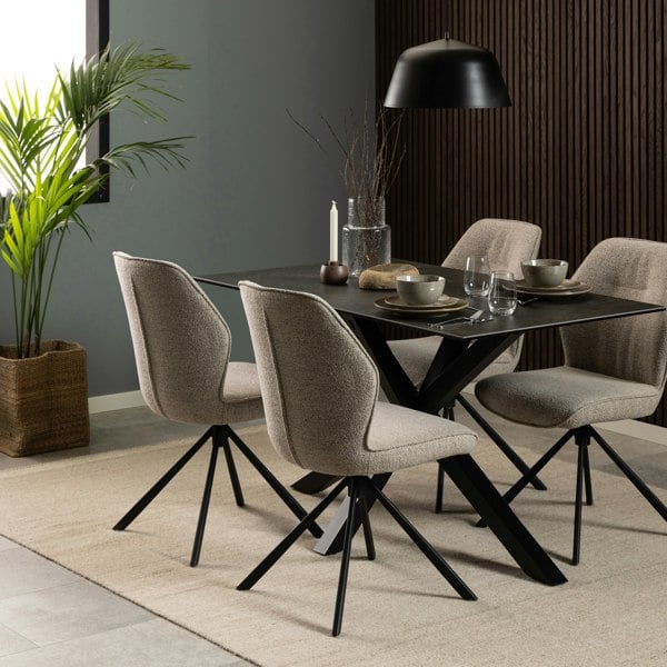 Furniture To Go Heaven Dining Table with Ceramic Black Top 135cm