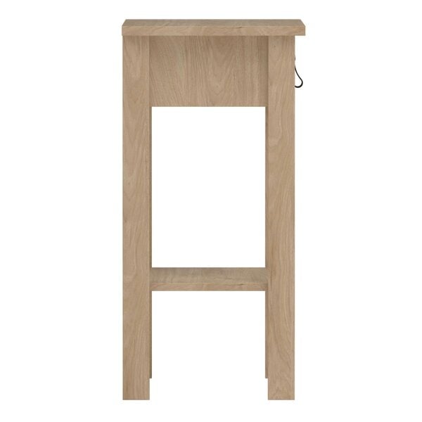Wyld Haus Wildberry Natural Oak Wood Bedside Table 1 Drawer Leather Handle