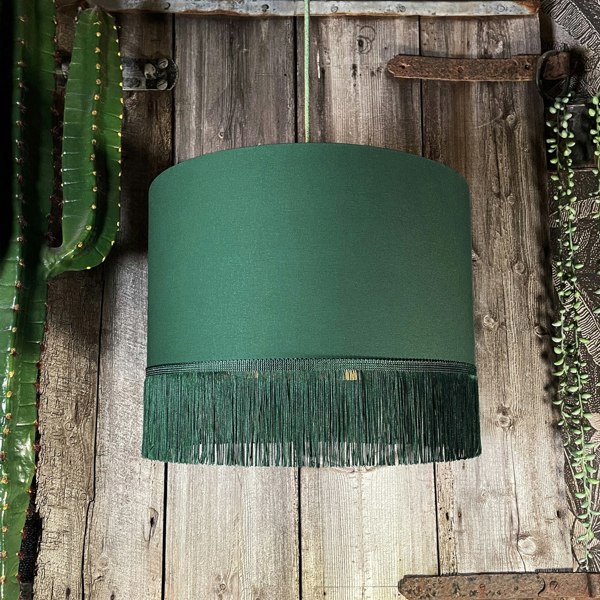 Love Frankie hunter cotton lampshade copper lining fringing