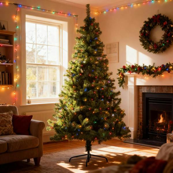 4ft to 12ft Green Alaskan Pine Pre-Lit Artificial Christmas Trees with Multicolour LEDs image 3