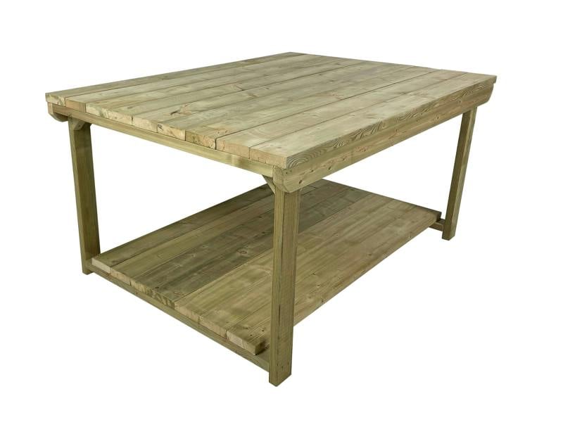 Wooden Super Heavy-Duty Indoor Outdoor Workbench 4ft Depth, Sturdy Workstation for Garages, Sheds, and Workshops