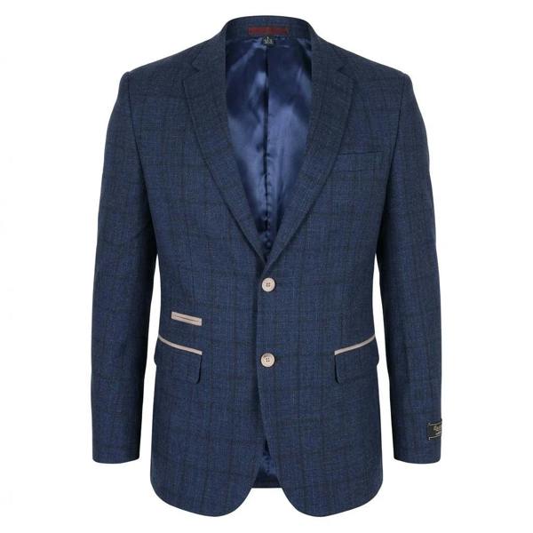 TruClothing IM11 - Men's Check Slim Fit Two-Button Blazer - Navy