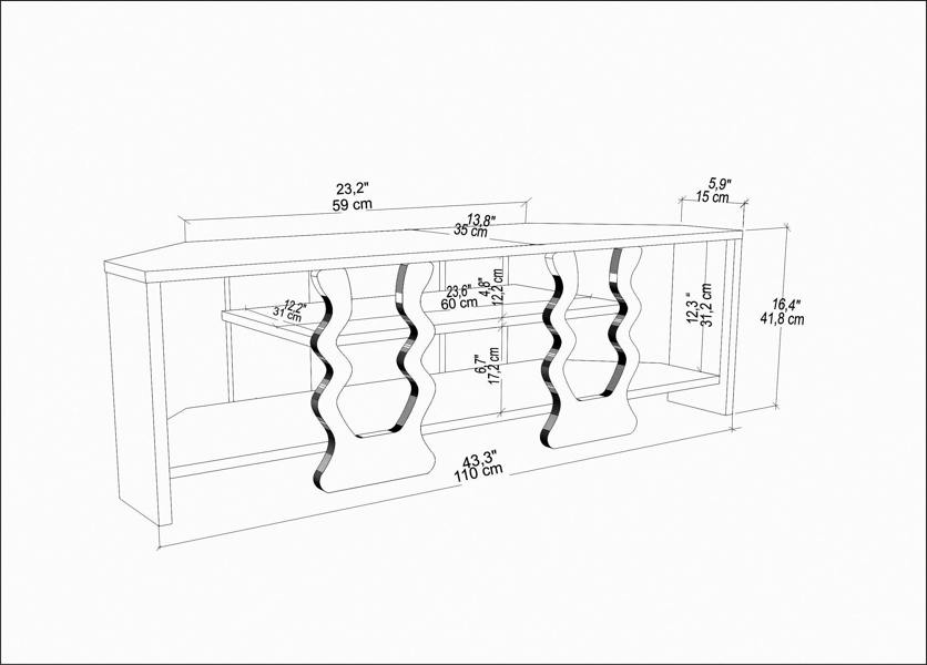 Decorotika Firal Modern Tv Stand TV Cabinet for TV's up to 45"