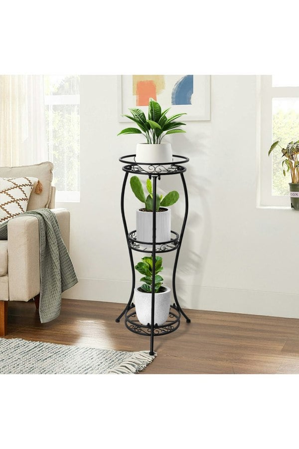 Living and Home 3-Tier Black Iron Plant Stand