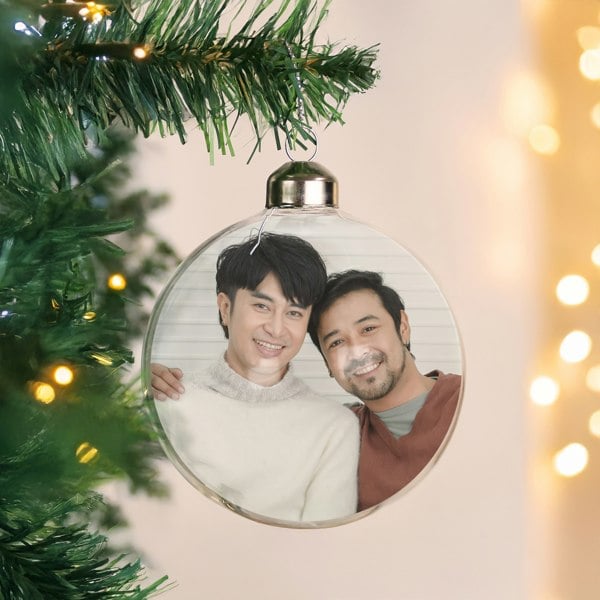 Personalised Memento Company Personalised Photo Upload Glass Bauble