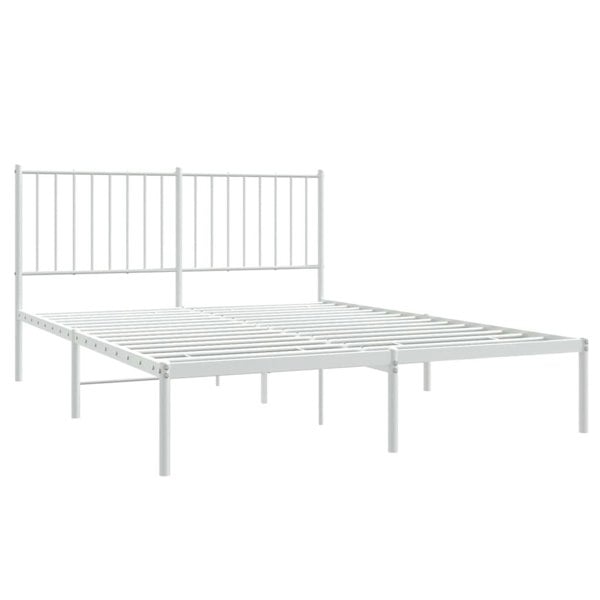 Berkfield Metal Bed Frame with Headboard White 140x200 cm