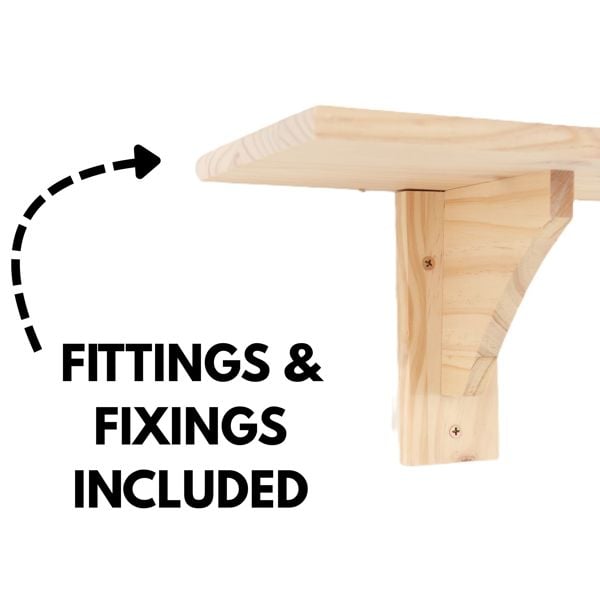 Core Products Complete Shelf Kit, Solid Pine Unfinished Board & 2 Brackets