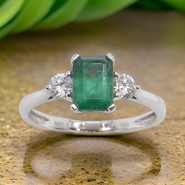 Vintage Tom Three Stone Emerald & Diamond Ring