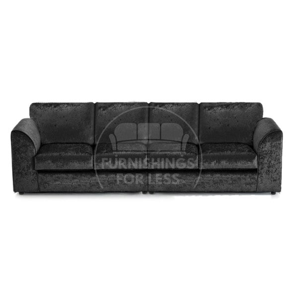Furnishings For Less Crystal Crushed Velvet Long Fabric 4 Seater Sofa Full Back