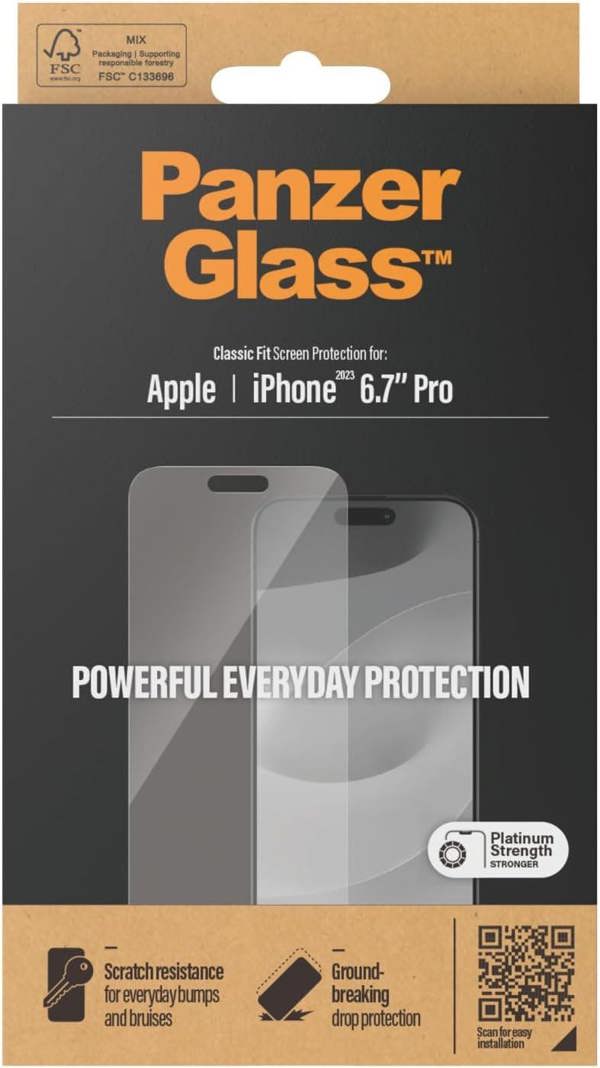 PanzerGlass Panzer Glass Classic Fit Screen Protection for iPhone 15 Pro Max 6.7" - 2808
