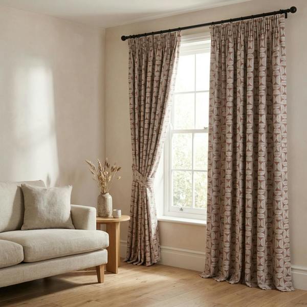 Axel made-to-measure curtains in Sandstone, styled in a living room