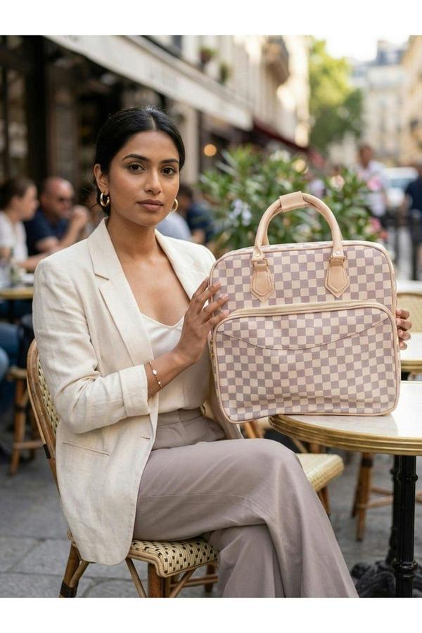 Ava Checkered Holdall - Black