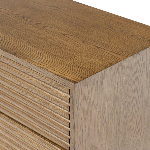 Wyld Haus Mandarina Retro Natural Walnut Ribbed Six Drawer Chest