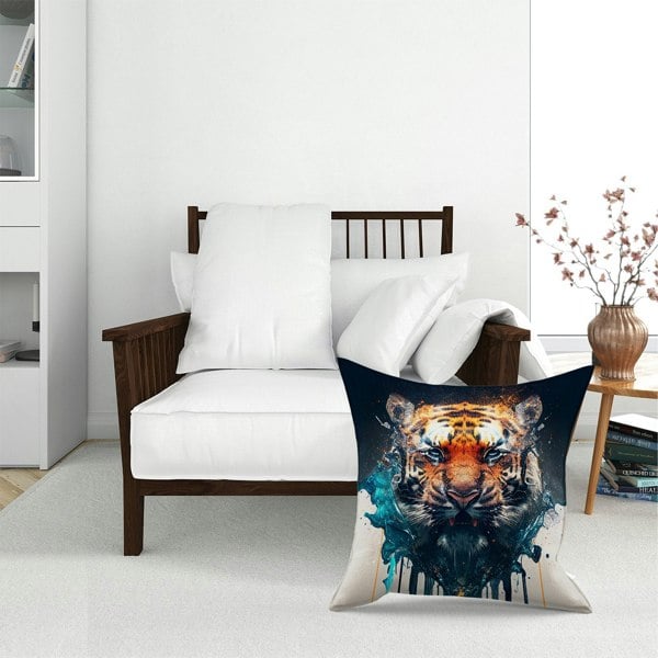 Warren Reed Tiger Face Splashart Floor Cushion