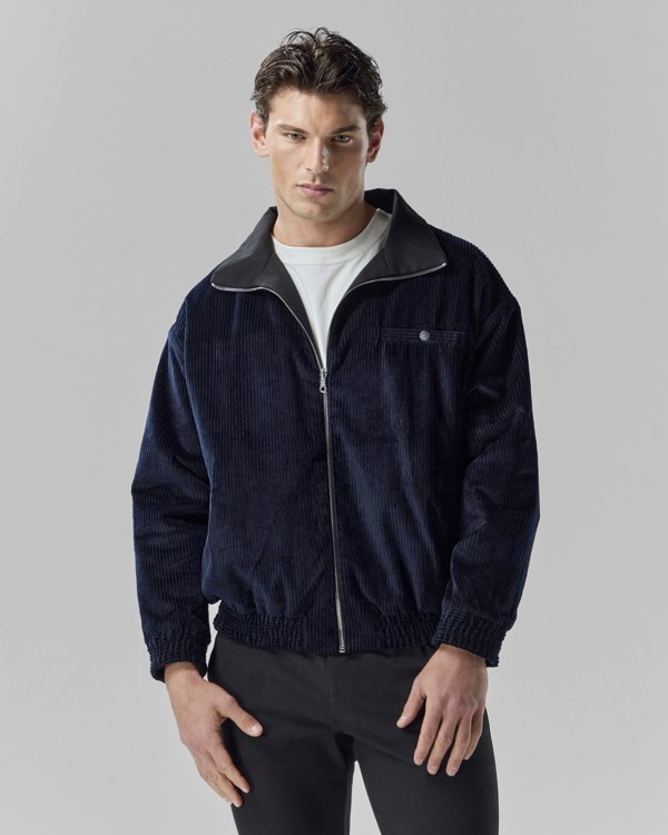 Frolickers Reversible Corduroy Bomber Jacket - Black / Navy