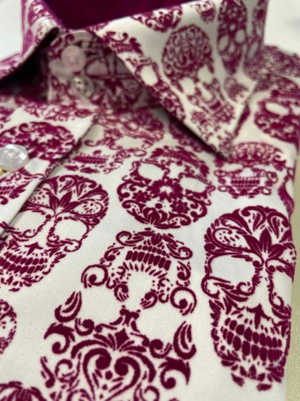 SKULL FLOCKING SHIRT WITH GRADIENT TIE - DYE LUXURY TEXTURED FINISH - Claudio Lugli Shirts