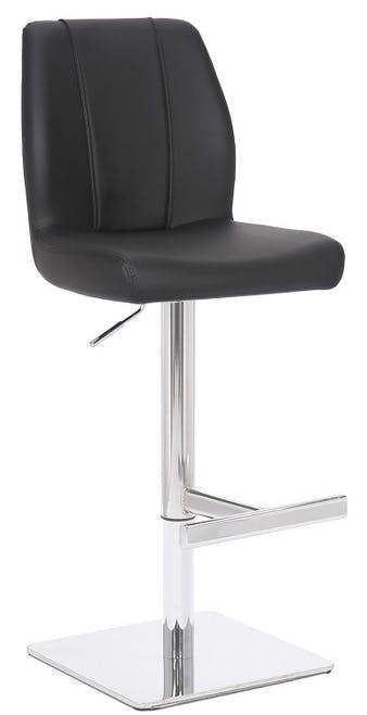 Lamboro Ravenna Deluxe Breakfast Bar Stool, Chrome Footrest, Height Adjustable Swivel Gas Lift, Home Bar & Kitchen Barstool, Black