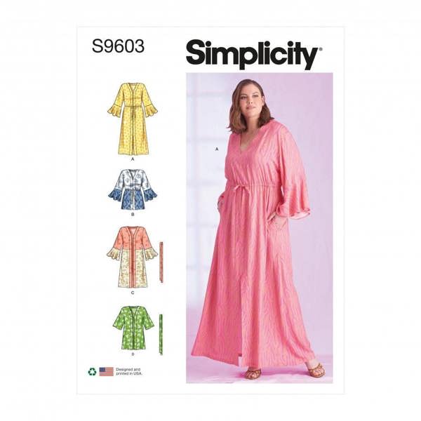 Simplicity Sewing Pattern 9603, Caftans, Dresses, Jackets, Robes for Women, FF (18W-20W-22W-24W) - Intermediate