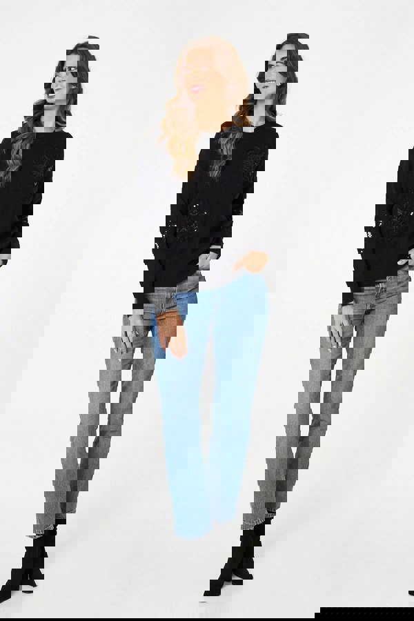 Black | Sequin Butterfly Detail Relaxed Jumper
