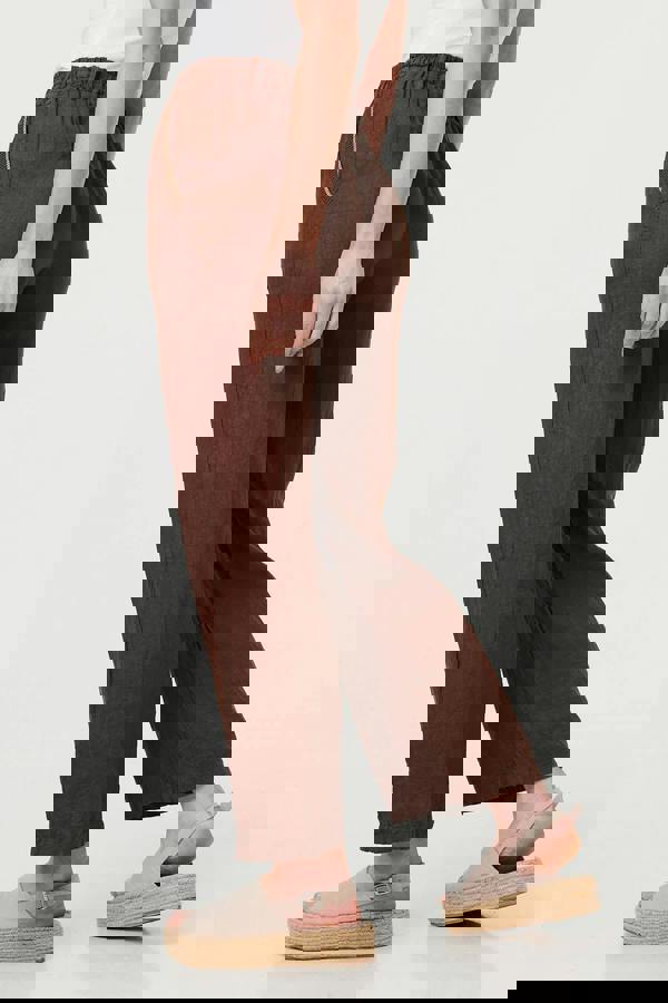Brown | High Waist Wide Ankle Length Trousers