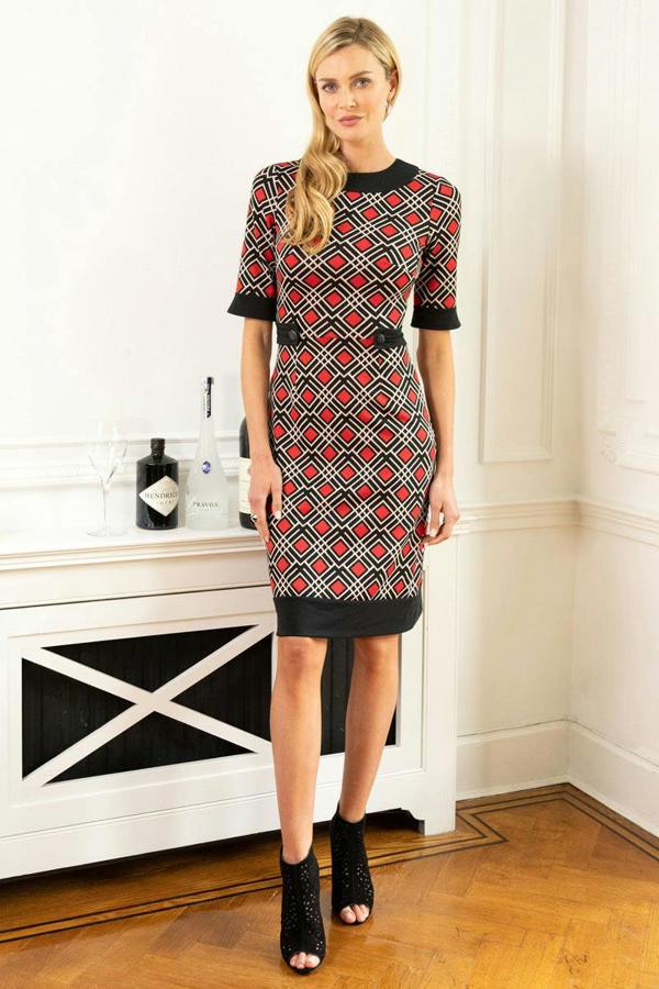 HotSquash Vintage Feel Ponte Dress with Cuffs