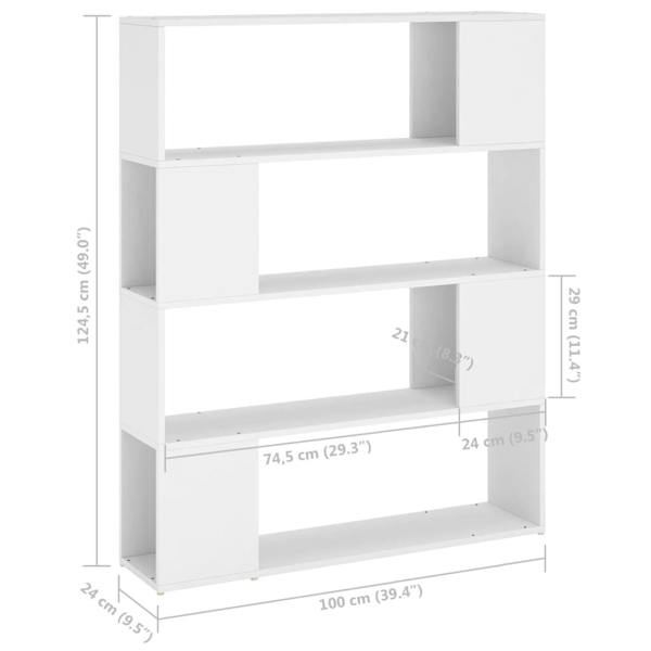 Berkfield Book Cabinet Room Divider White 100x24x124 cm