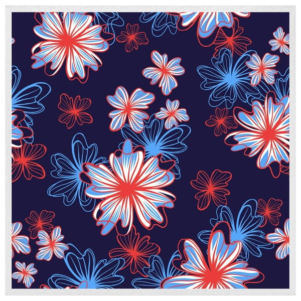 Benjamin Tate Design Red, white & blue flower print (Picutre Frame)