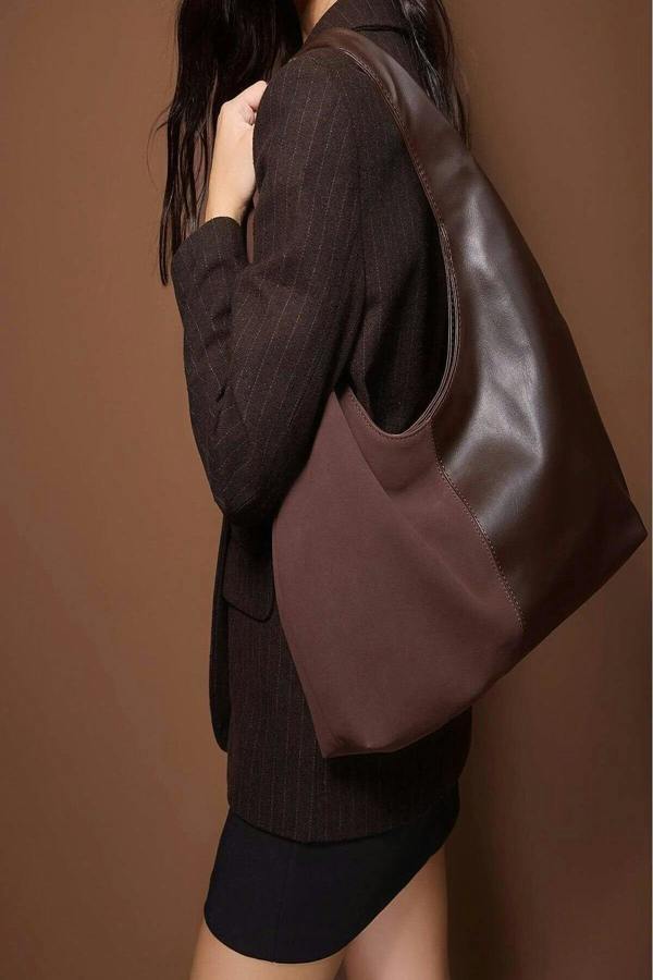 WOVCOR Contrasting Oval Women's Midi Shoulder Bag