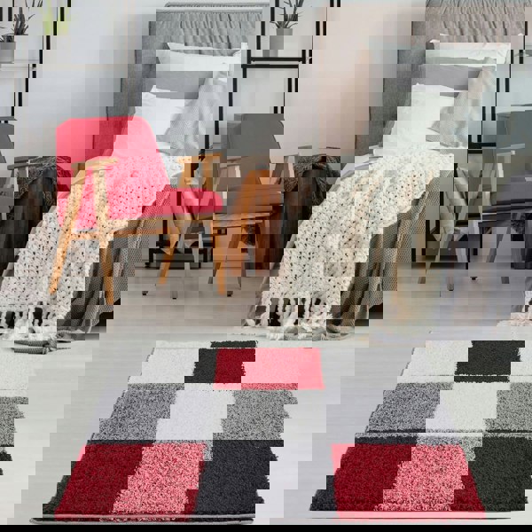 Myshaggy Geometric Red Rug