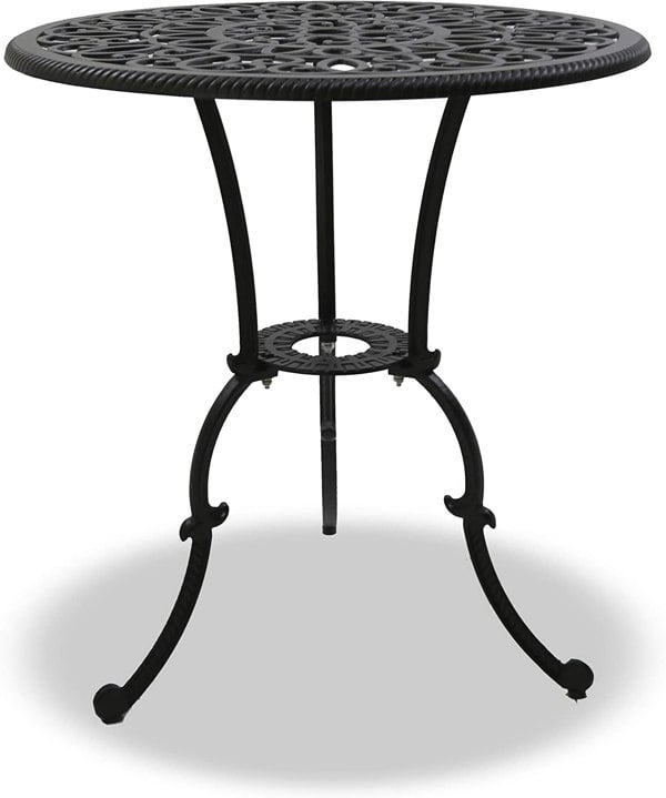 Centurion Supports BANGUI Black Luxurious Garden and Patio Table and 4 Large Chairs with Armrests Cast Aluminium Bistro Set