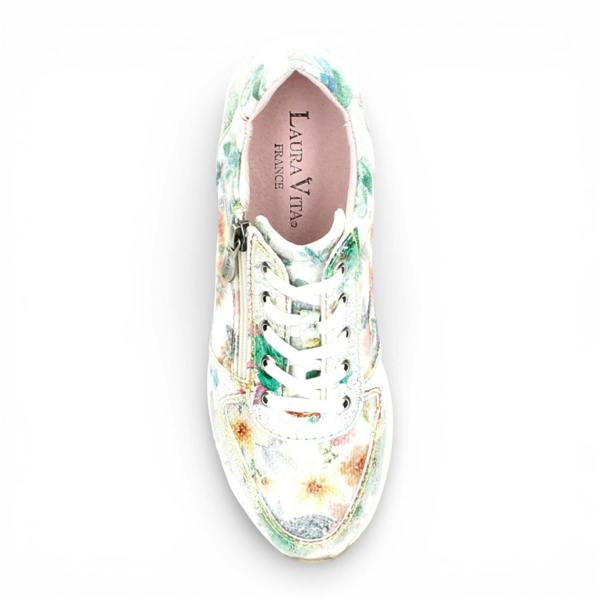 Laura Vita Women's Gycmo 58 Green Floral Leather Trainers Sneaker Shoes