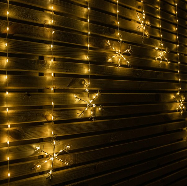 Samuel Alexander 1.2m x 1.2m FlexiBrights Christmas Snowflake Curtain Lights with 267 Warm White LEDs
