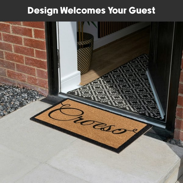 JVL Eco-Friendly Latex Backed Coir Entrance Doormat, 40x60cm - Croeso