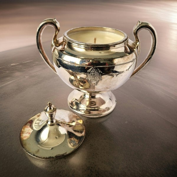 Repurposed Vintage Silver Sugar Bowl Candle – Vintage Bookshop