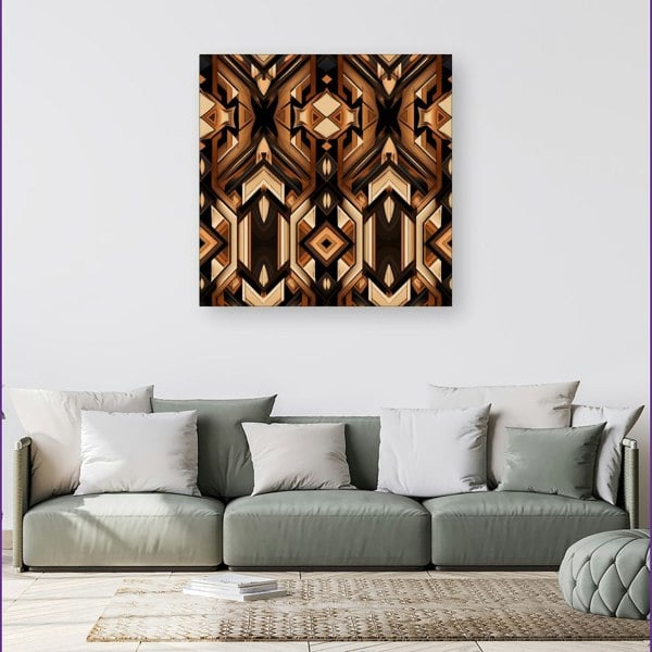 Warren Reed Black And Brown Intricate Pattern Canvas