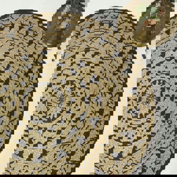 HOMESCAPES Natural & Black Mandala Braided Jute Rug