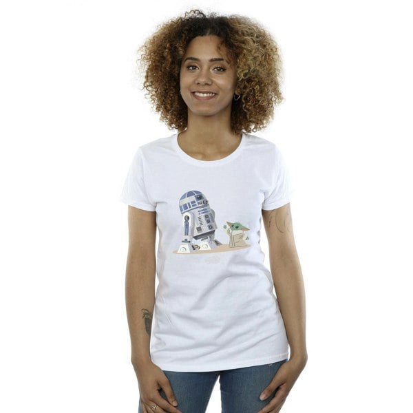 Star Wars Womens The Mandalorian R2D2 And Grogu Cotton T-Shirt - White