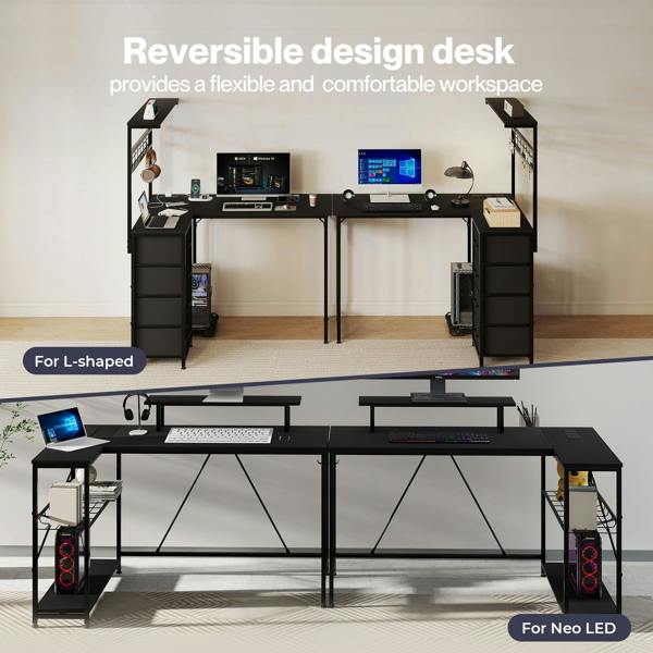 Levede Gaming Desk RGB LED Light Power Computer Table Storage Shelf Home Office